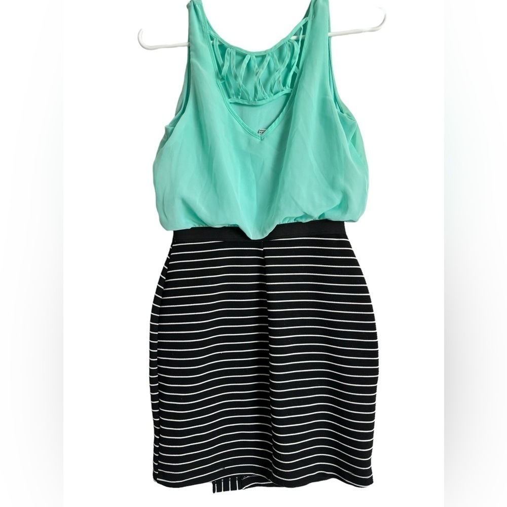 Speechless Solid Chiffon Stripe Lattice Style Dre… - image 4